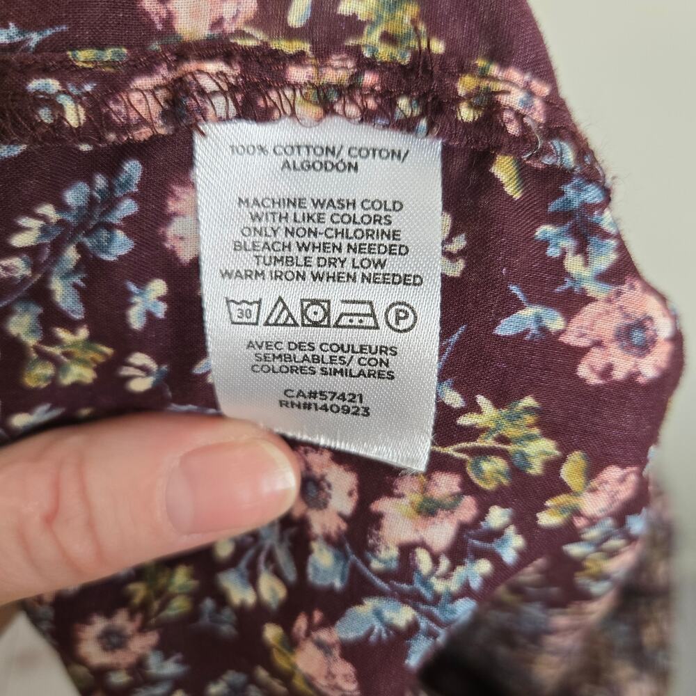 Loft Floral Mockneck Button Up Shirt Purple Multi XS - Picture 11 of 11